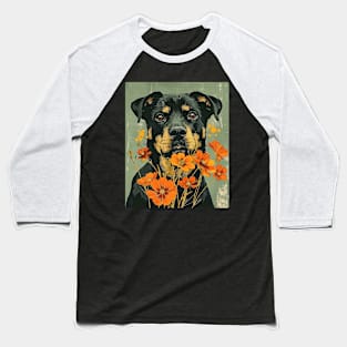 Rottweiler dog Flowers Photo Art Design For Dog Onwer Baseball T-Shirt